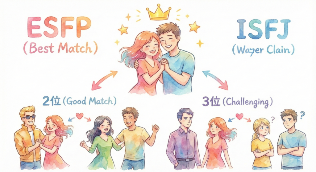ESFPと相性が良いタイプランキング
