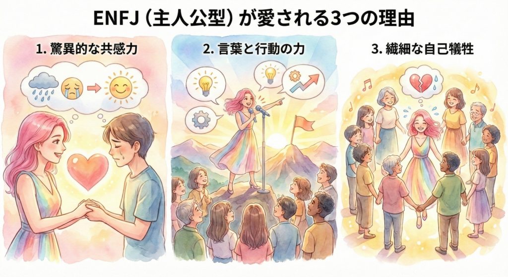 【性格の核心】ENFJ(主人公型)が「天性の愛されリーダー」と呼ばれる3つの理由