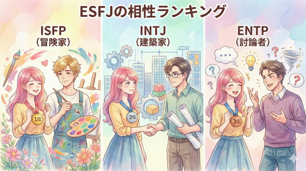 ESFJ-Aと相性が良いタイプ|互いを高め合えるベストパートナー