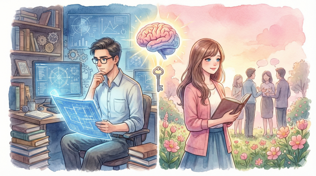 【性別で見える違い】INTP男性とINTP女性の社会的な立ち振る舞い