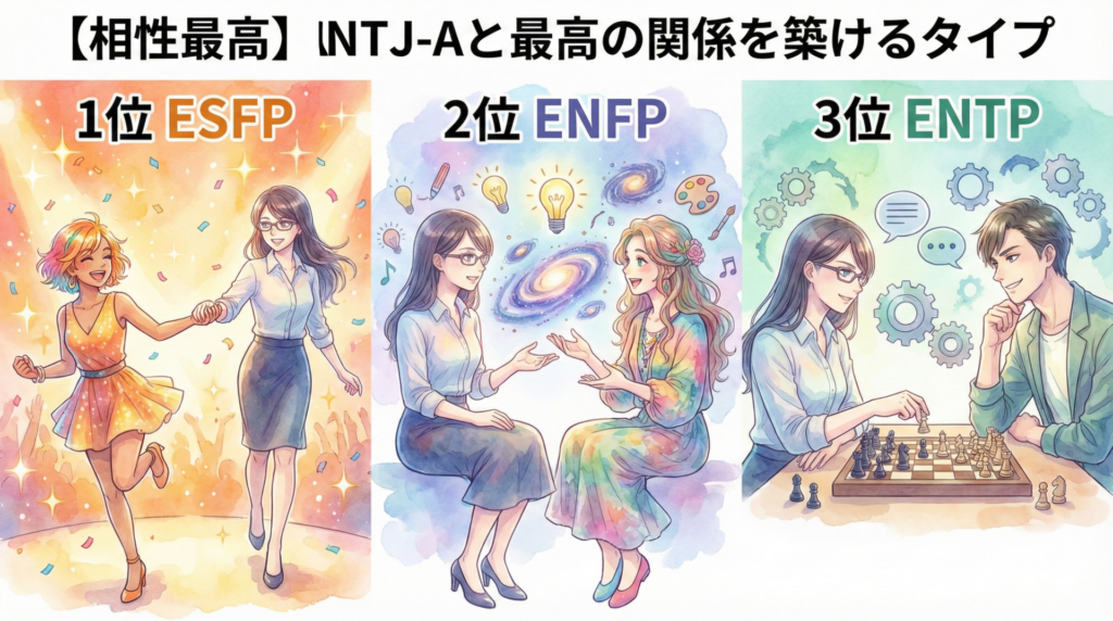 INTJ-Aと相性が良いタイプTOP3と相性が悪いタイプへの接し方