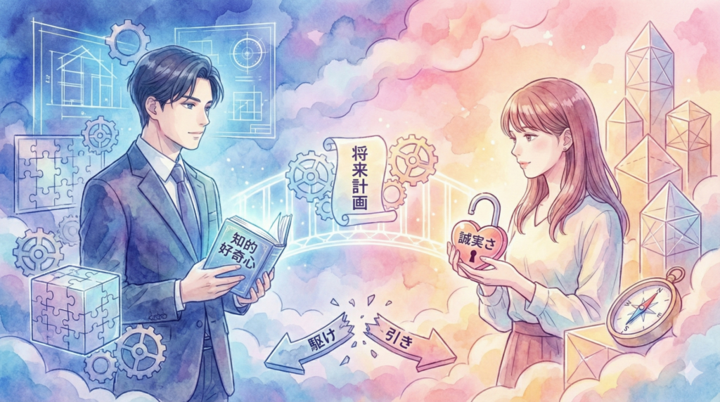 INTJ(建築家型)の恋愛傾向と好きなタイプ|攻略の鍵は知的好奇心